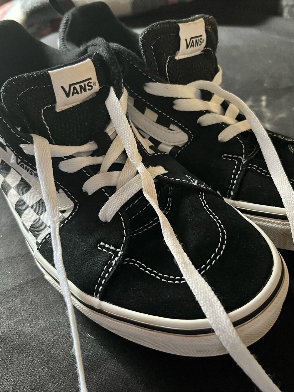 Vans Kids Black and White Checkerboard Sneakers
